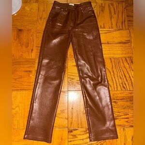 Aritzia Wilfred Tan Faux Leather Pants